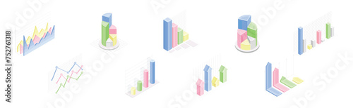 Chart and Graph with Business and Finance Data Analysis Isometric Vector Set