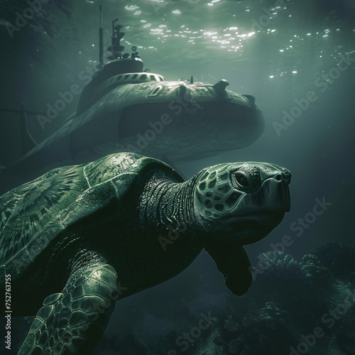 Submerged Turtle Generative AI