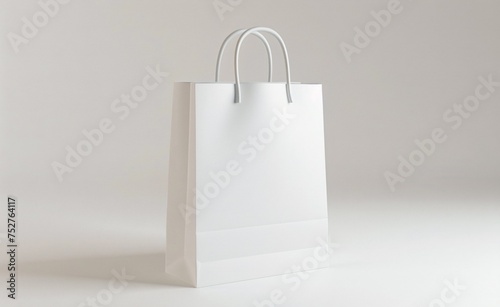 A White Shopping Bag with a Handle, Perfect for a Monthly Trip to the Mall Generative AI