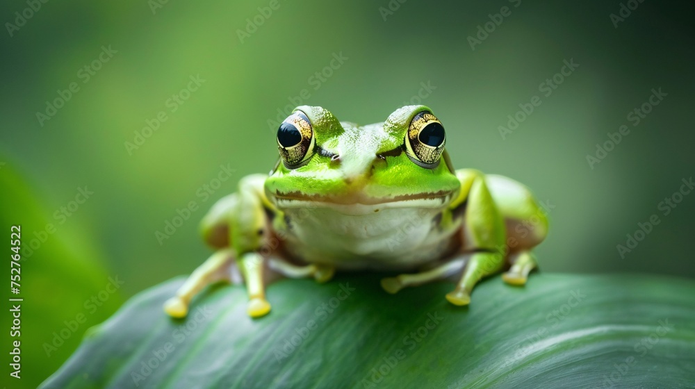 Green Frog with Yellow Eyes Generative AI Green Frog with Yellow Eyes Generative AI