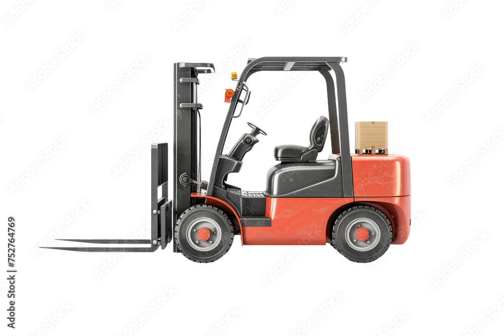 Forklift with Load on transparent background,