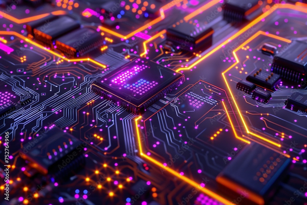 Purple Neon Matrix A Glowing Tribute to Women in Tech Generative AI