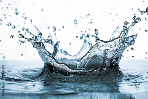 Dynamic water splash on a white background. AI generative