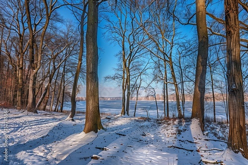 Winter s Embrace A Snowy Forest Scene Generative AI