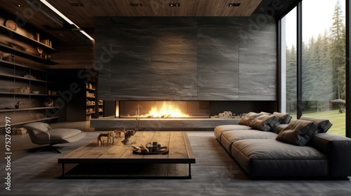 living room interior with fireplace