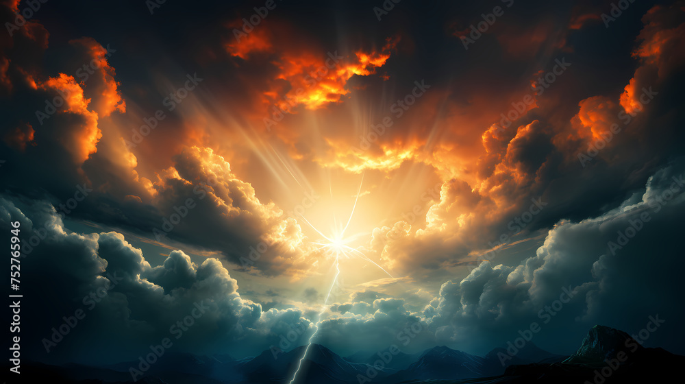light rays or beams of light emerging from clouds light rays or beams of light emerging from clouds