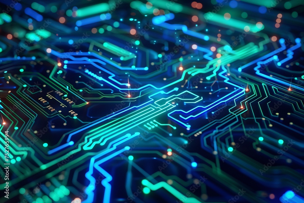 Neon Circuit Board A Glowing Tribute to Tech Trends and Monthly Events Generative AI Neon Circuit Board A Glowing Tribute to Tech Trends and Monthly Events Generative AI