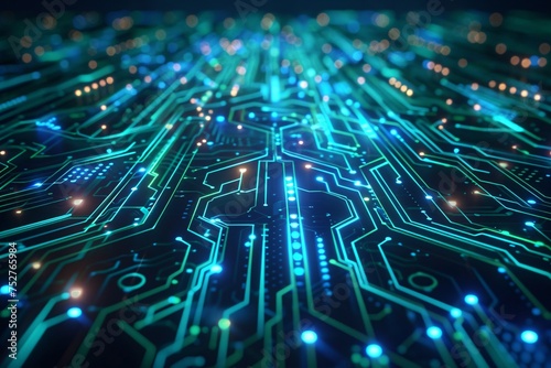 Neon Glowing Circuit Board A Futuristic Slice of Tech Generative AI
