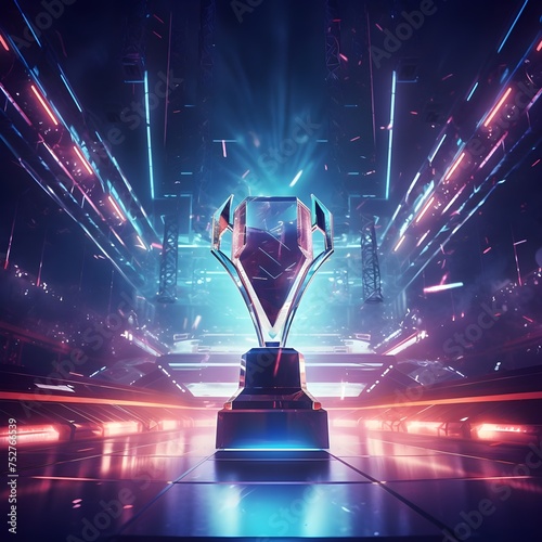 ESports Glory Winner Trophy in Computer Games Championship Arena 