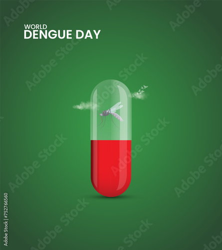 World Dengue Day, mosquito protection and prevention, vector illustration.