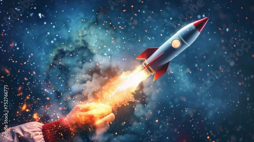 Launching into the Future A Rocket Blasts Off into Space Generative AI