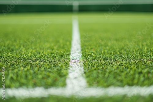 Close-up cancha de tenis de césped, fotografía minimalista de una pista de entrenamiento  photo