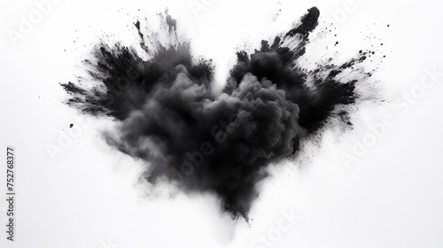 Explosive Passion: Heart Made of Black Powder Explosion, Isolated