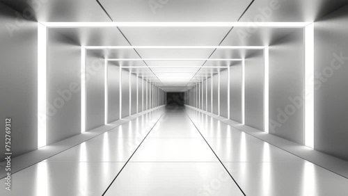Wallpaper Mural Abstract tunnel with white neon, 3d rendering illustration of shiny space Torontodigital.ca