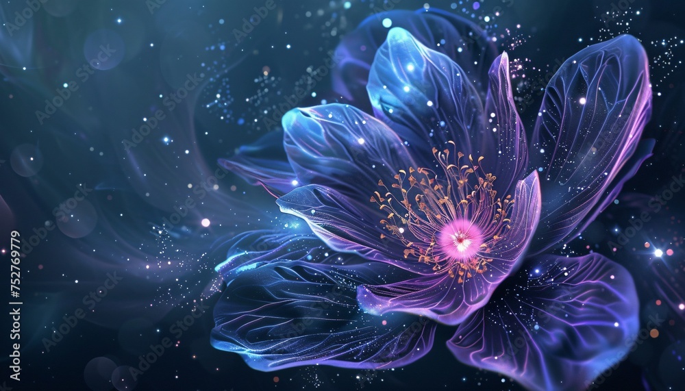 Glowing Flower in Space A Celestial Beauty for the Month of April Generative AI Glowing Flower in Space A Celestial Beauty for the Month of April Generative AI