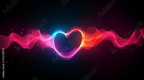  Vibrant color heart beat line concept photo