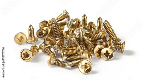 Industrial Precision: Metal Screws on White Background (8K Ultra) photo