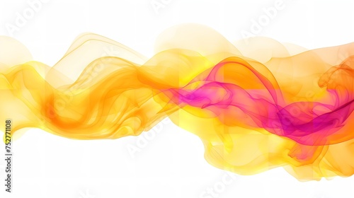 Dynamic Elegance: Orange Smoke Abstract on White Background photo