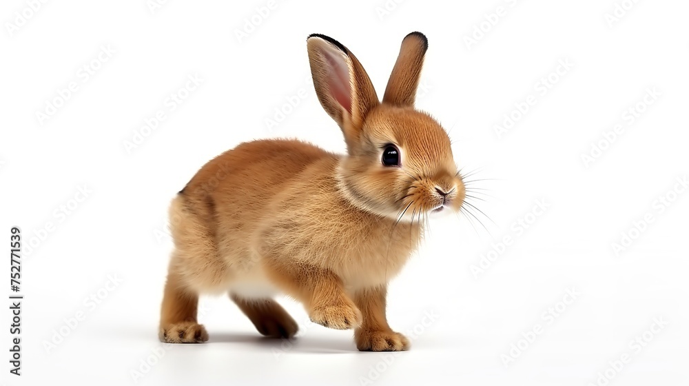 Adorable Whiskers: Orange-Brown Cute Baby Rabbit Isolated on White Adorable Whiskers: Orange-Brown Cute Baby Rabbit Isolated on White
