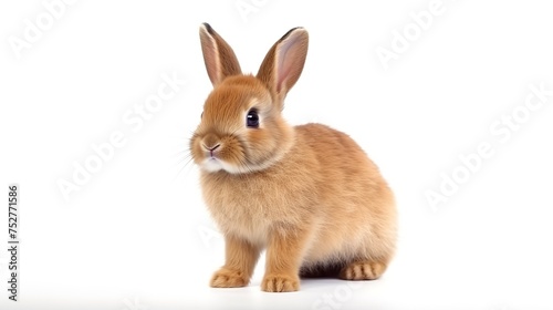 Adorable Whiskers: Orange-Brown Cute Baby Rabbit Isolated on White photo