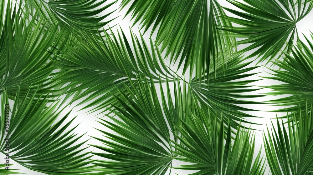 Tropical Harmony: Collection of Palm Leaves Forming a Green Leaves Pattern