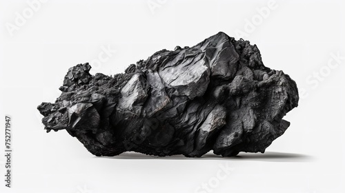 Fiery Embers: Smoldering Coal Piece Isolated on White (8K) photo