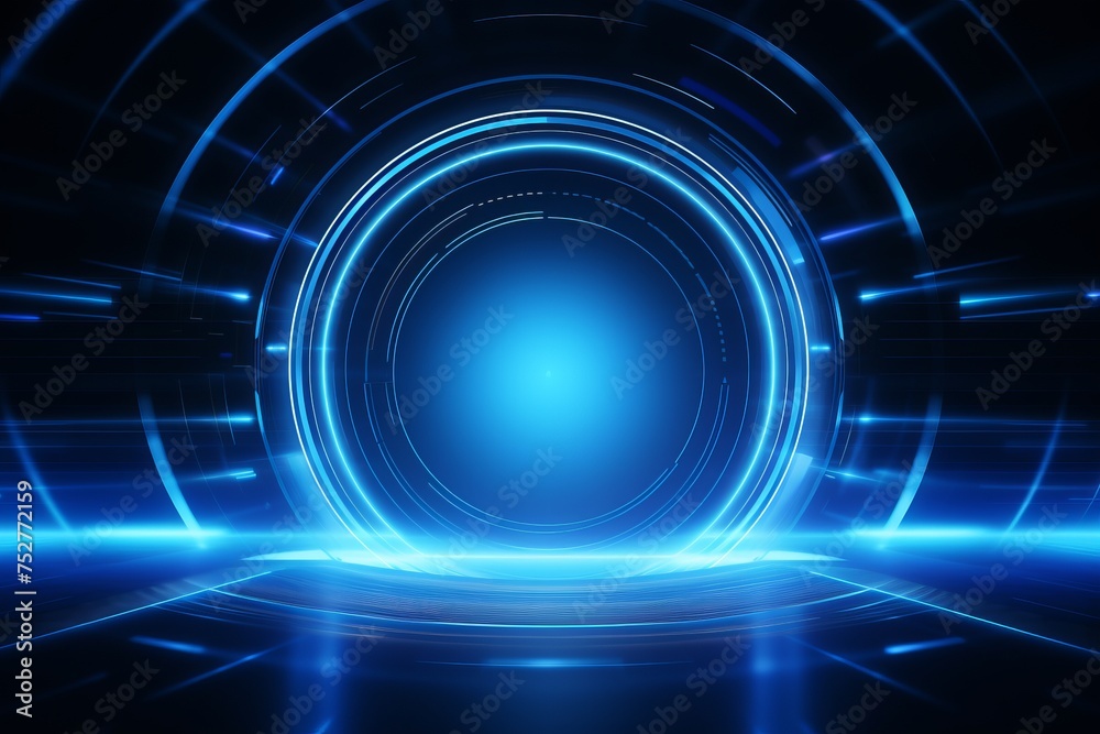 Transport your audience into the future with a captivating blue circular lines abstract futuristic technology background, Generative AI Transport your audience into the future with a captivating blue circular lines abstract futuristic technology background, Generative AI