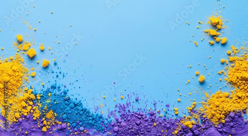 Colorful Explosion of Purple and Yellow Paint Powder Generative AI