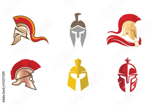 Creative Spartan Helmet Collection Logo Symbol Vector design Illustration