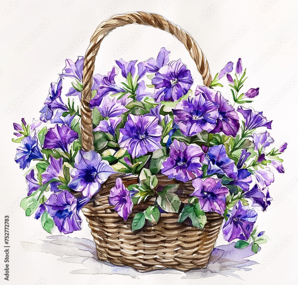 Purple Petals in a Basket A Monthly Must-Have for Flower Lovers Generative AI