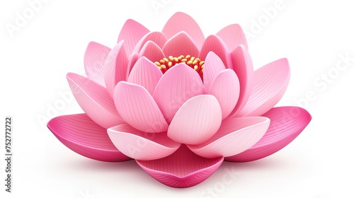 Serene Bloom: Pink Lotus Flower Isolated on White Background