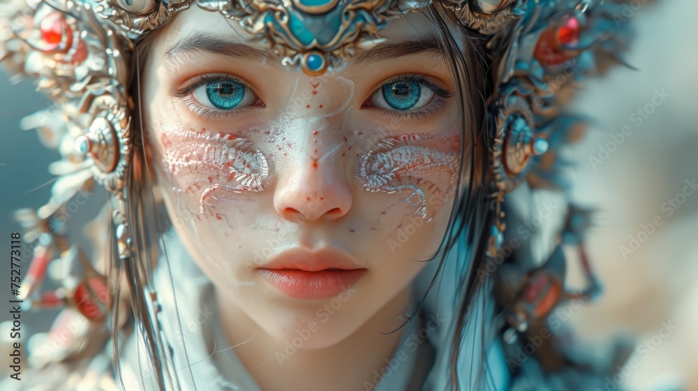 メイクをした女性ポートレート,Generative AI AI画像 メイクをした女性ポートレート,Generative AI AI画像