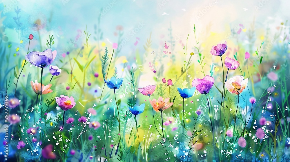Blooming Bliss A Colorful Flower Field in April Generative AI