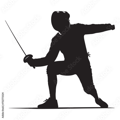 white and black silhouette of  a Fencer in Action
