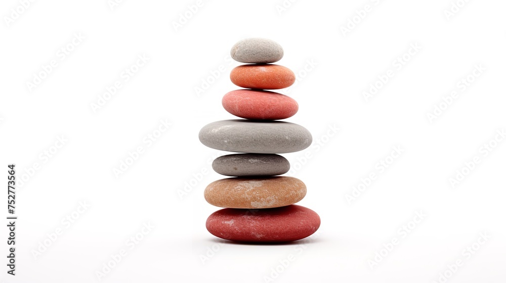 Zen Tranquility: Pyramid of Sea Pebbles Isolated on White Background Zen Tranquility: Pyramid of Sea Pebbles Isolated on White Background