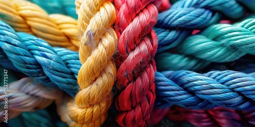 A close-up of a multicolored rope in large copy. Generative Ai