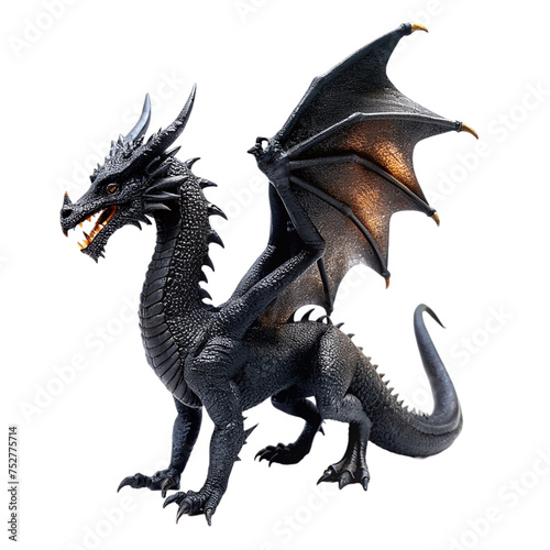 3D rendering of a fantasy dragon isolated on a transparent background.