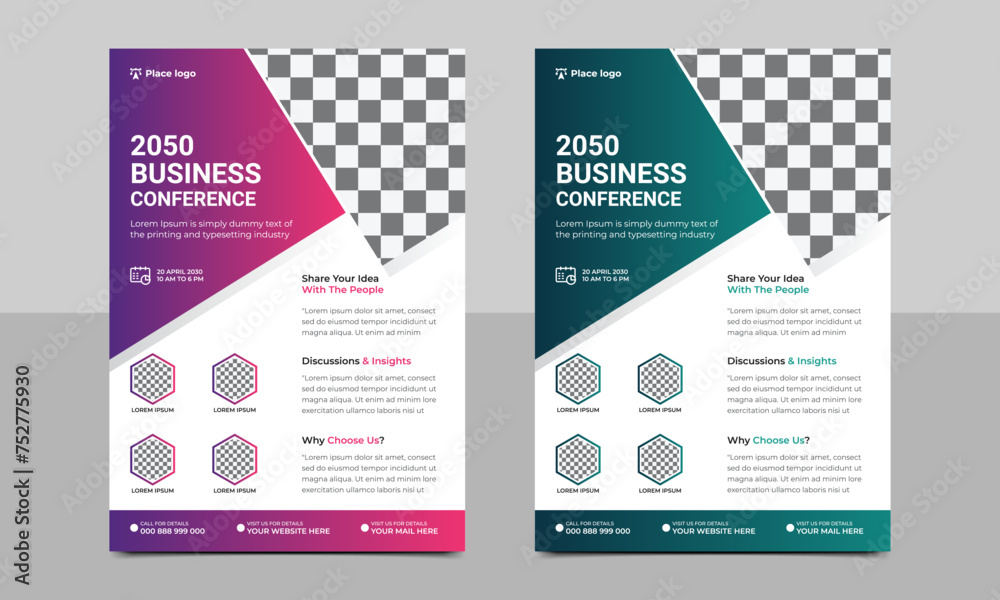 Business Conference Flyer Template. Creative corporate business conference flyer brochure template.