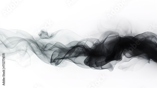Ethereal Emissions: Set of Black Smoke on a White Background (8K Ultra