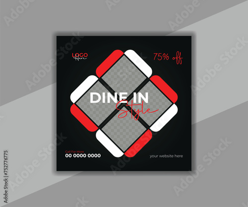 Fast Food and Restaurant Social Media Editable square flyer, Banner, and  Post Design Template