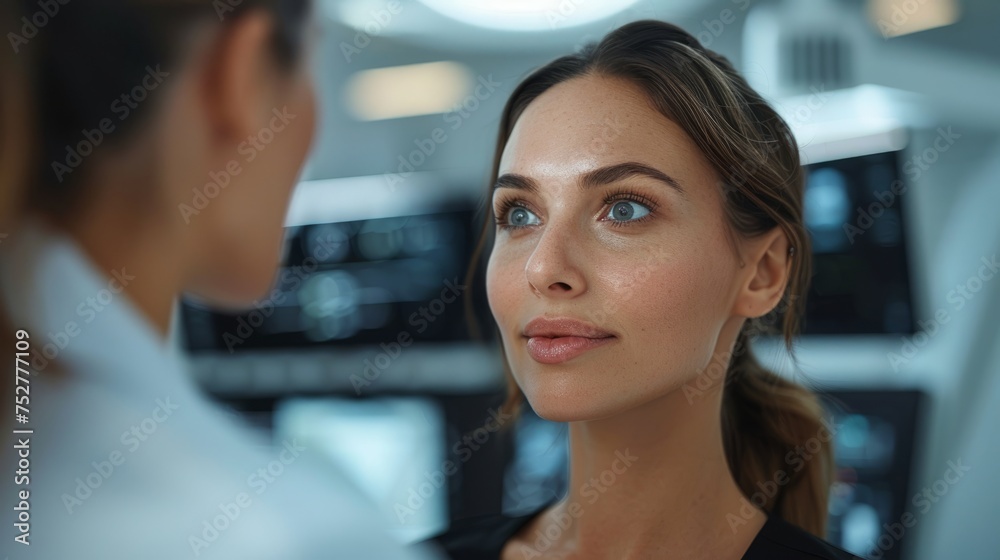 Chin augmentation planning session, detailed and focused on facial aesthetics improvement Chin augmentation planning session, detailed and focused on facial aesthetics improvement
