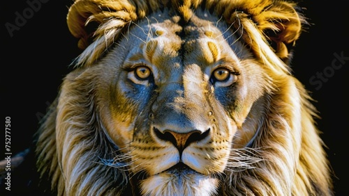 Close up of a Portrait lion  Generative AI