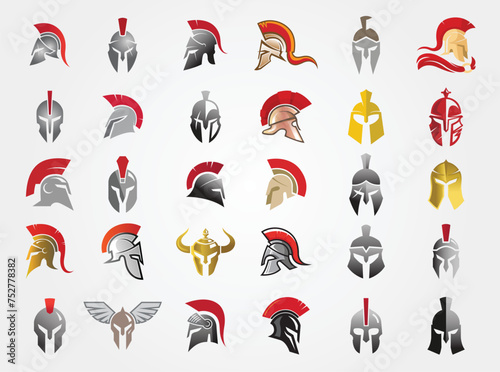 Creative Spartan Helmet Collection Logo Symbol Vector design Illustration