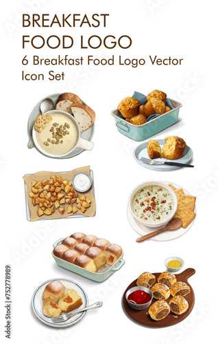 Breakfast food logo vector icon set