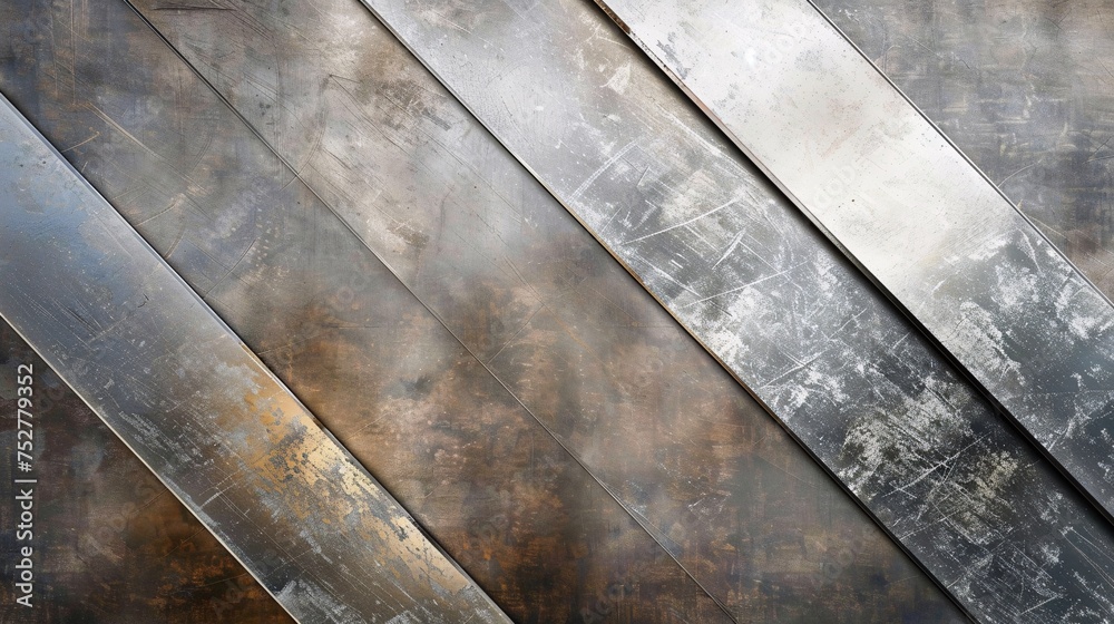Abstract background presents glistening metal blades. Shimmering textures enchant.