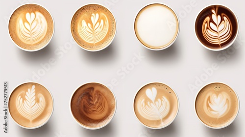 Coffee Bliss To-Go: Set of Paper Take-Away Cups with Different Coffee Varieties photo