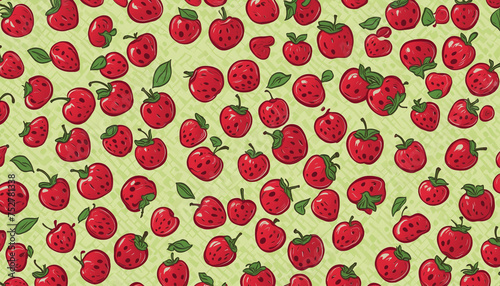 Cherry fruit checkered seamless pattern illustration. Vintage psychedelic groovy cherries background. Cute wallpaper print, trendy wavy checker board food texture.