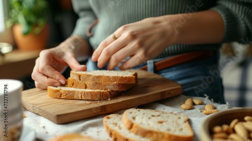 Preparing healthy sandwich in home kitchen
