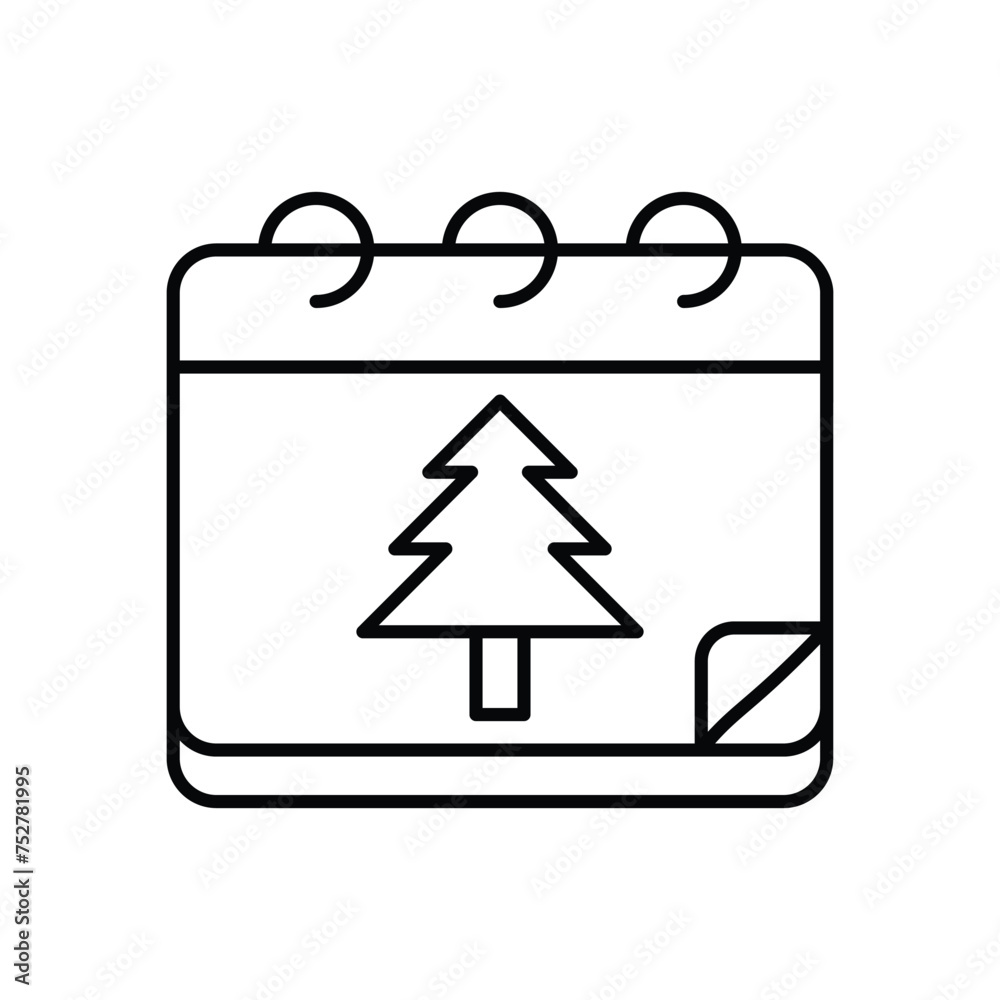 calendar icon blackine color  Christmas