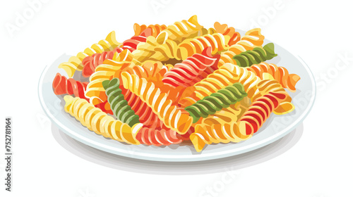 Vector multicolored elbow pasta in a plate 